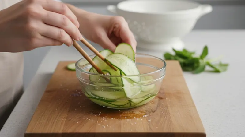Quick‑pickle the cucumbers