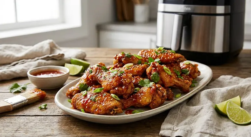 Air Fryer Firecracker Wings with Sweet Chili Glaze