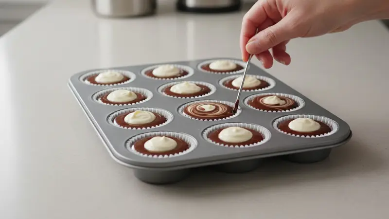 Fill liners, swirl, and bake