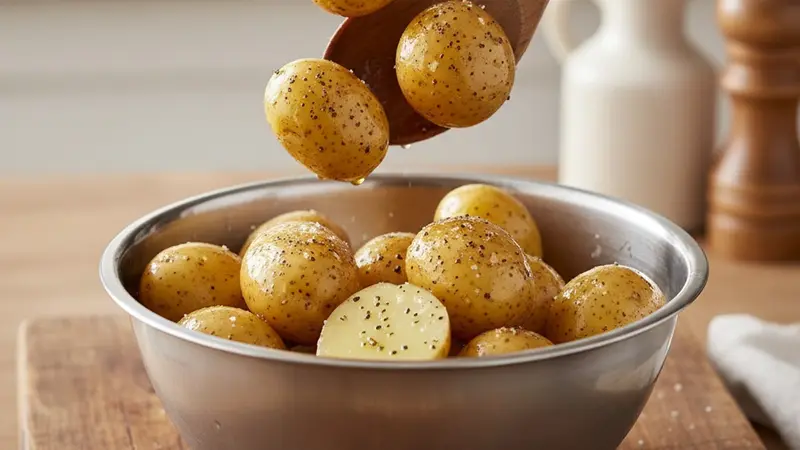 Prep and season the potatoes