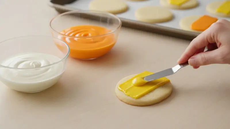 Tint icing and decorate like candy corn