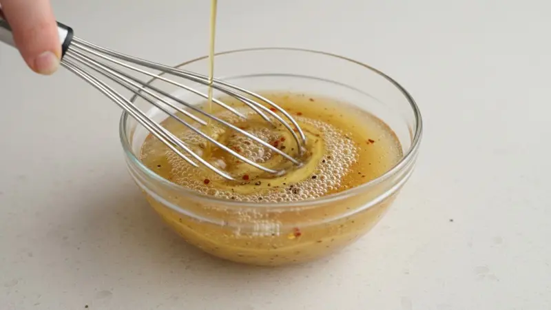 Whisk the vinegar dressing