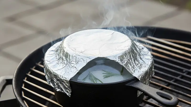 Make rosemary-smoked simple syrup (grill or stovetop)