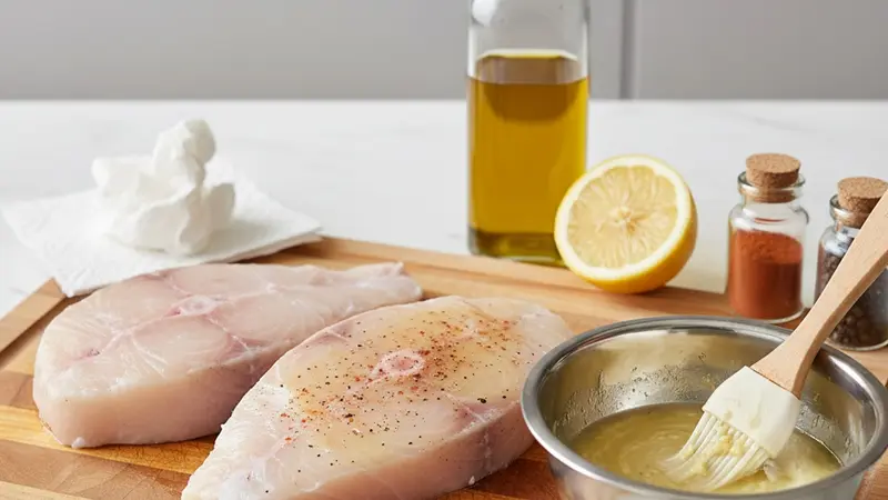 Make the marinade and marinate swordfish