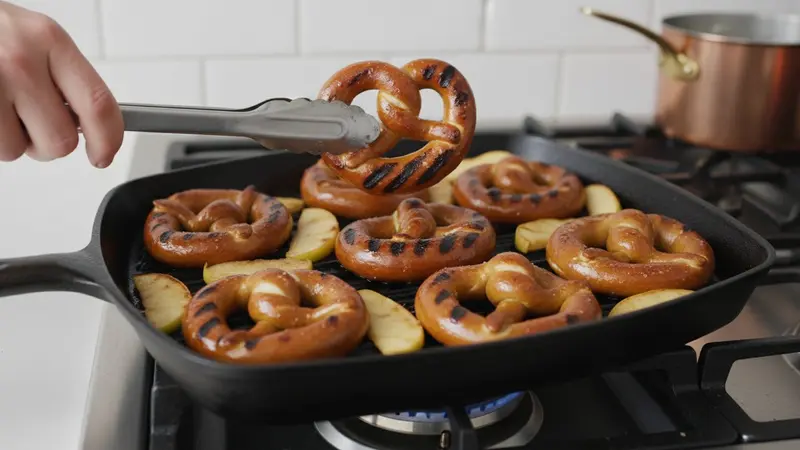 Grill pretzel bites until charred