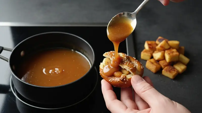 Warm caramel and assemble
