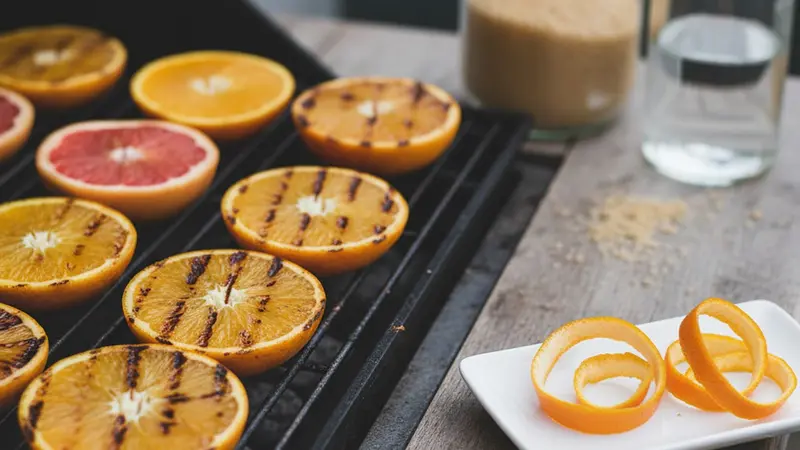 Char citrus and make demerara-citrus syrup