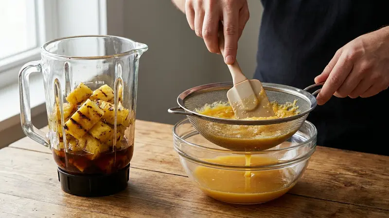 Turn charred pineapple into syrup/purée