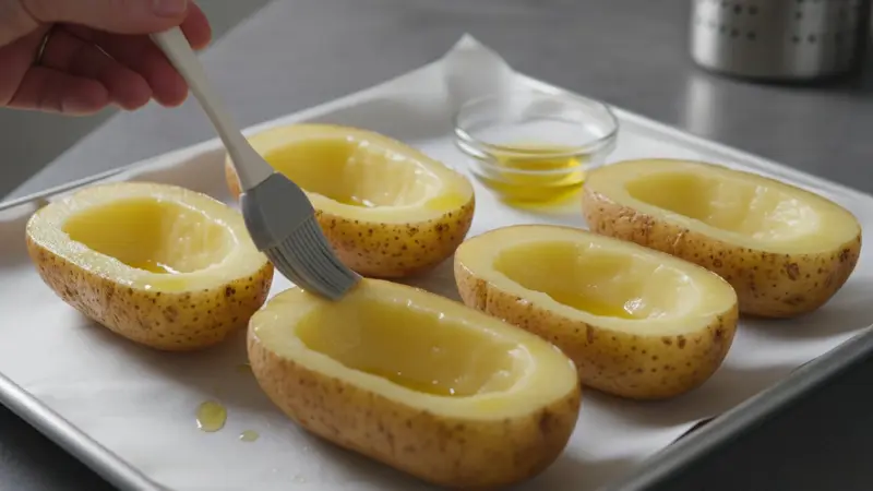 Par-cook and crisp the potato skins