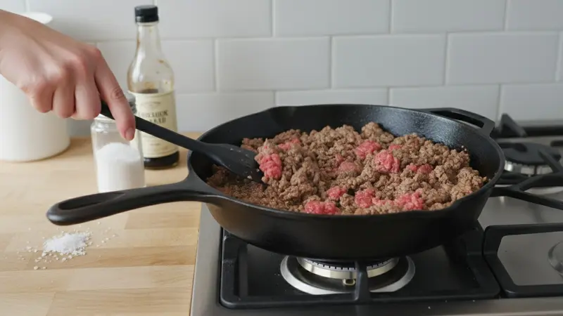 Brown and season the ground beef