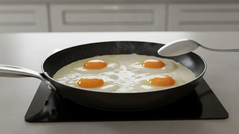 Cook the eggs in the cream