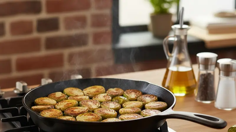 Pan-roast the Brussels sprouts (or use oven method)