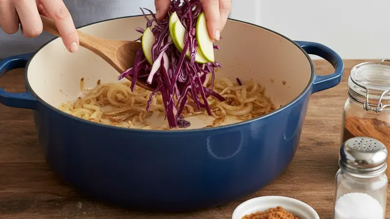Add cabbage, apples and warm spice