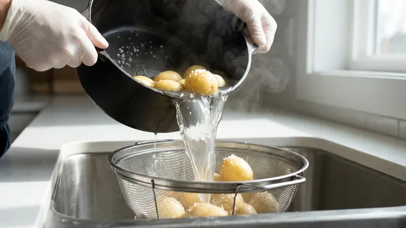 Parboil the potatoes