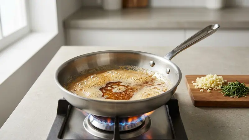 Make the brown butter with garlic & rosemary