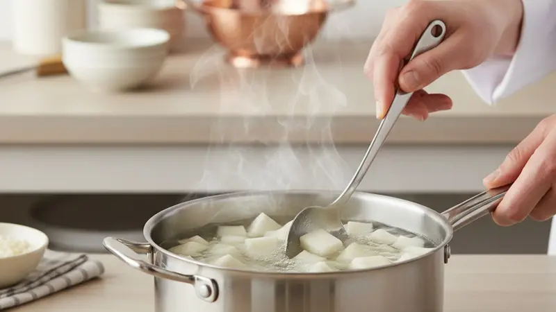 Cook until tender and reserve cooking liquid