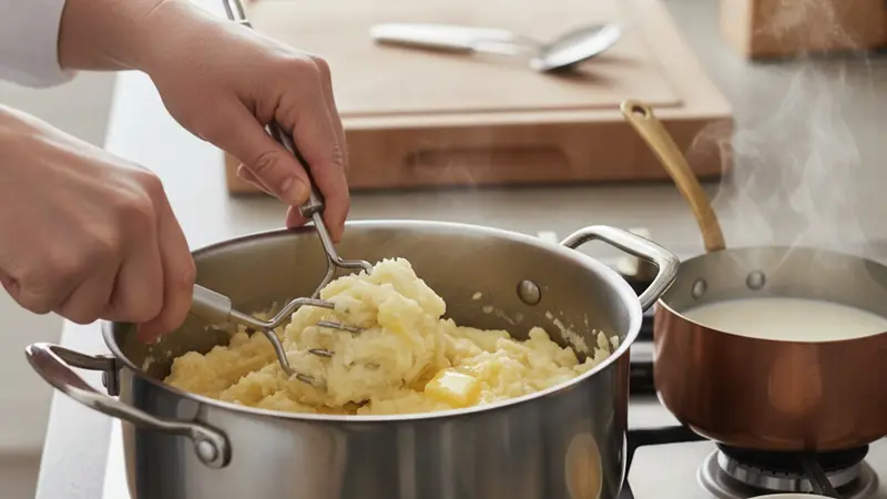 Warm dairy and mash with butter and horseradish