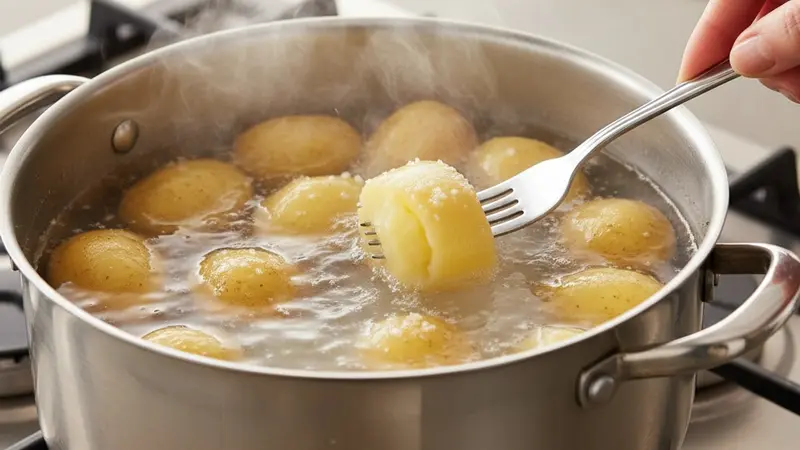 Cook the potatoes until just tender