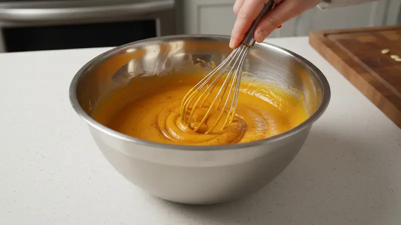 Mix pumpkin and dry ingredients