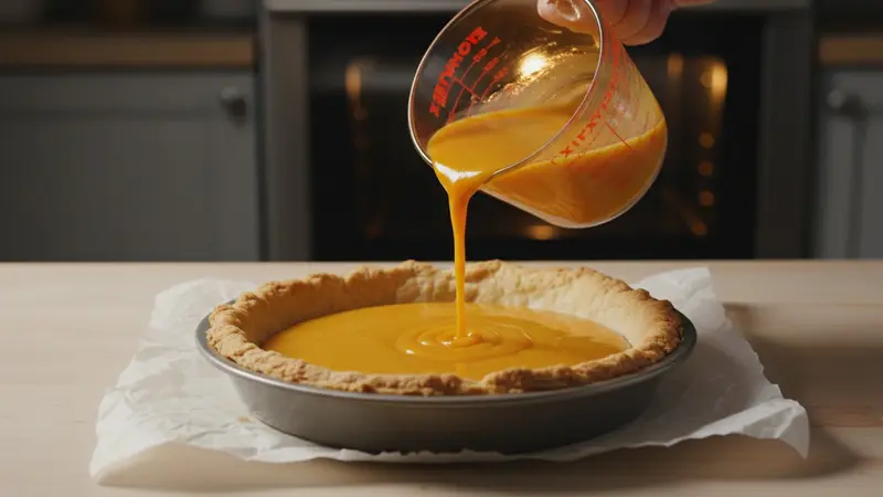 Fill the crust and bake the pie