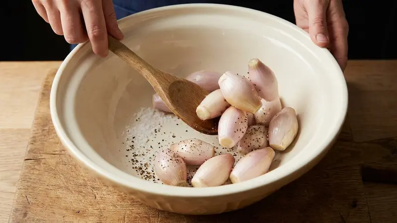 Prep and season the shallots