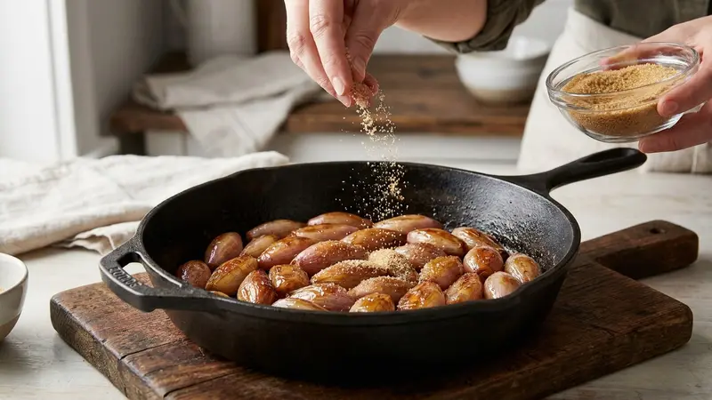 Add sugar to promote caramelization