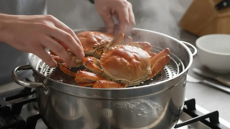 Steam the crabs whole