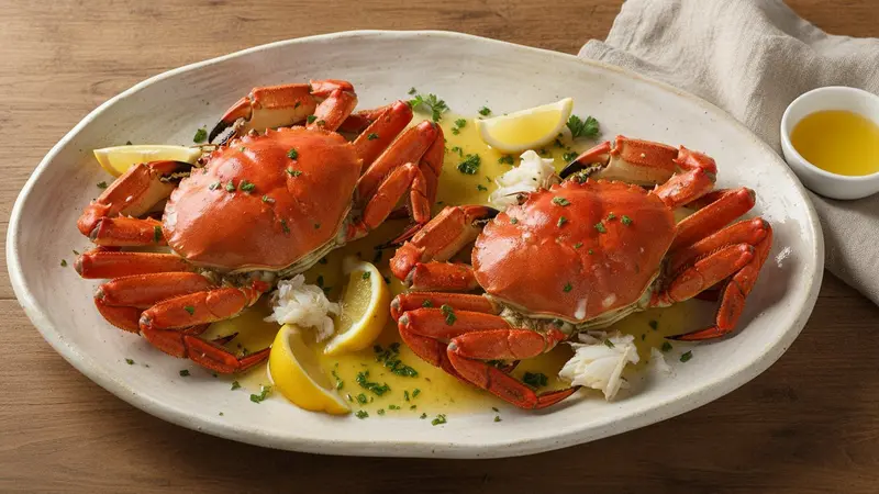 Classic Steamed Dungeness Crab with Lemon Garlic Butter