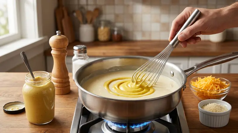 Enrich and season the cheese sauce