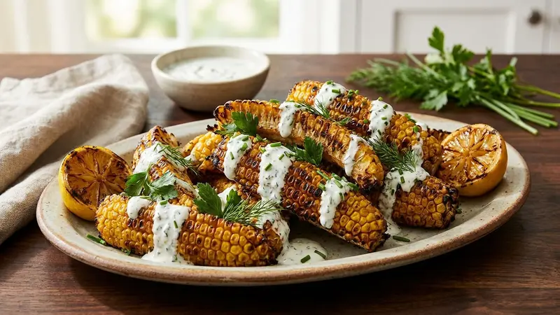 Corn Ribs Charred Lemon Herb