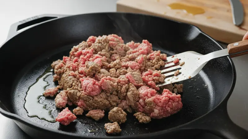 Cook seasoned ground beef