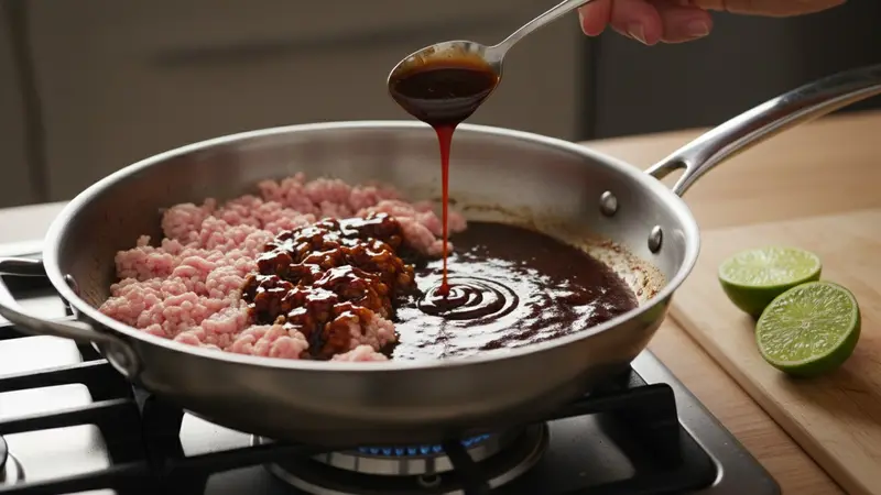 Add the sauce and finish with lime