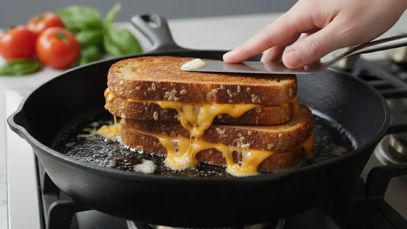 Pan-fry the sandwiches until crisp