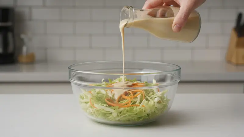 Toss slaw with dressing