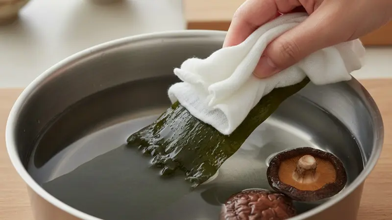 Soak kombu (and shiitake if using)
