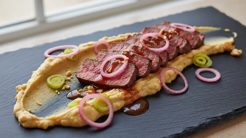 Flank Steak with Prebiotic Sunchoke Puree