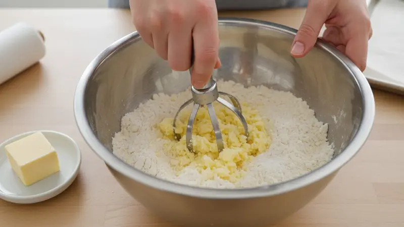 Cut cold butter into the dry mix