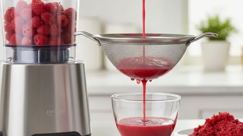 Make and strain raspberry juice