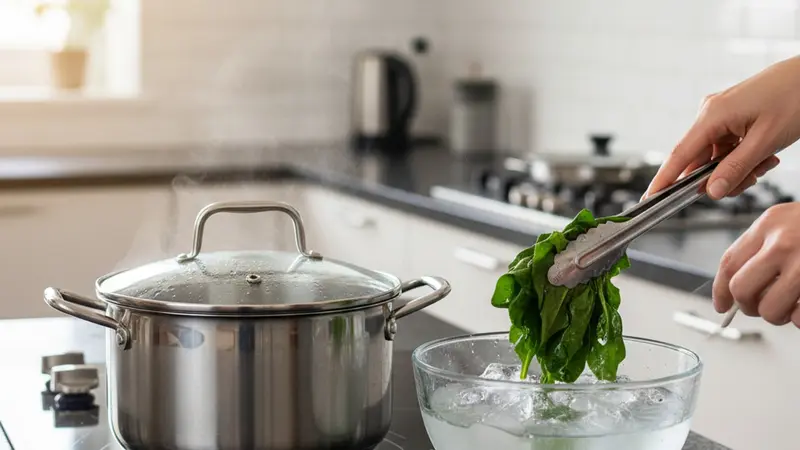Blanch and chill the spinach