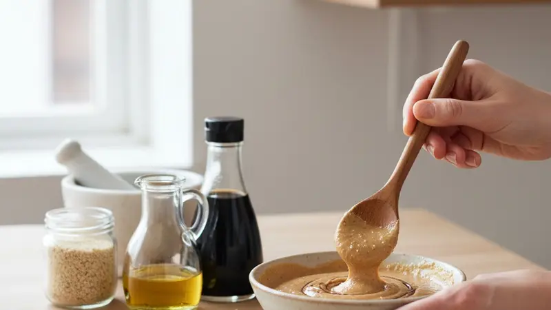 Make the sesame dressing