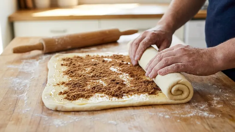 Roll, fill, and form the log