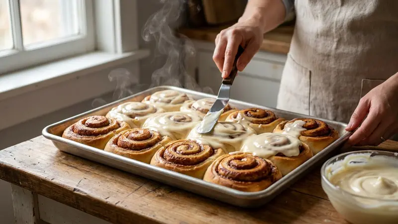 Make the gooey frosting and serve