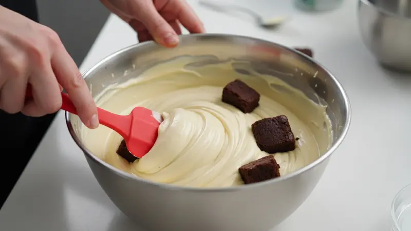 Fold in brownie pieces