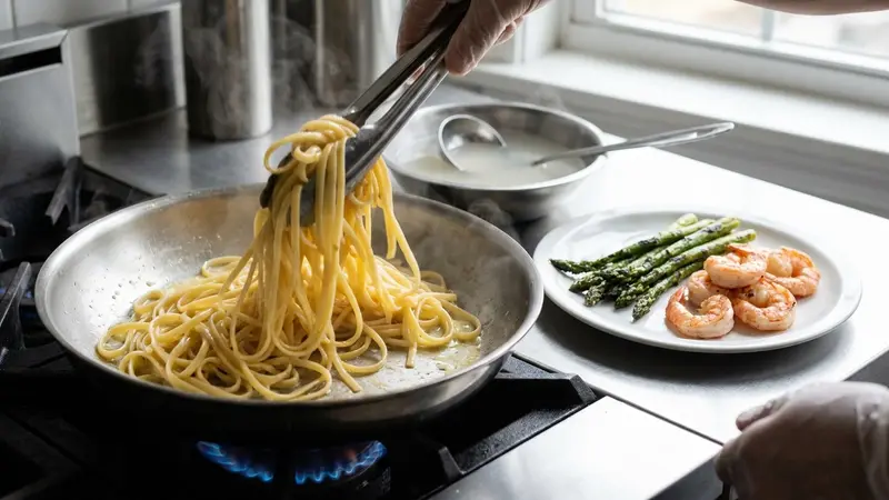 Toss pasta with sauce and serve
