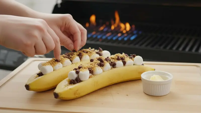 Slice bananas and fill