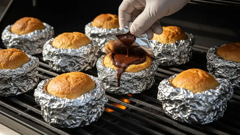 Grill the wrapped boats until gooey