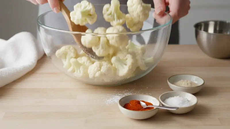 Break and season the cauliflower