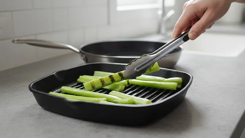 Prep and grill the celery