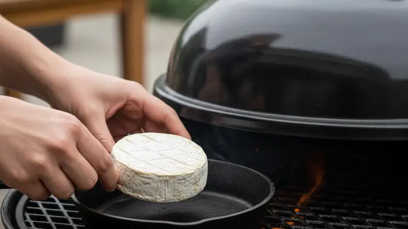 Prep and melt the Camembert on the grill