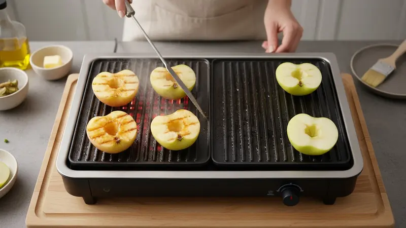 Set up a two-zone grill and sear apple boats